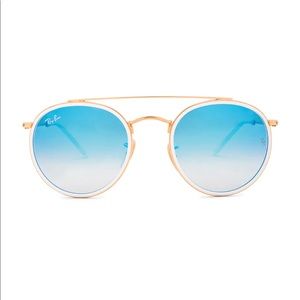 Ray-Ban EUC Round Double Bridge Sunnies Blue/Gold